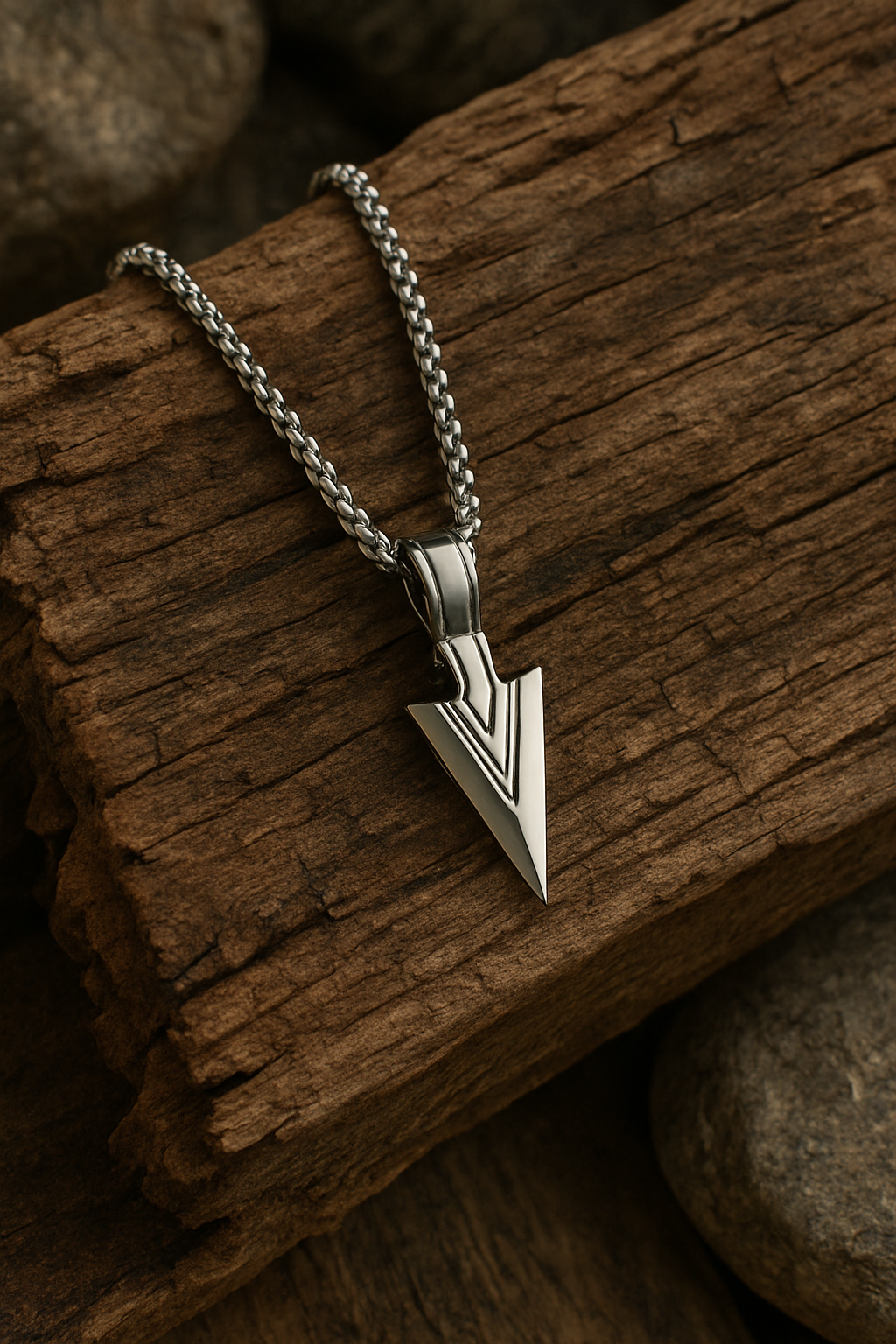 Men's Stainless Steel Arrowhead Necklace Viking Warrior Spear Head Charm Chain Pendant for Men Cloth Bro