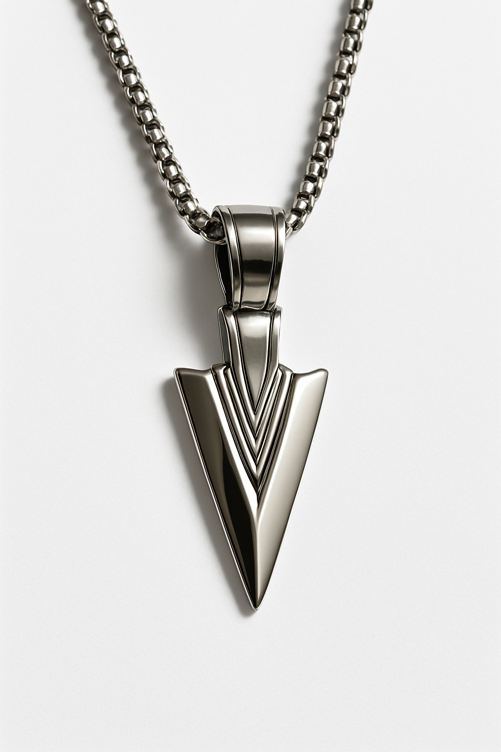 Men's Stainless Steel Arrowhead Necklace Viking Warrior Spear Head Charm Chain Pendant for Men Cloth Bro
